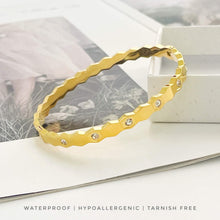 Geometry Zirconia Hinged Bangle Bracelets