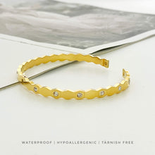 Geometry Zirconia Hinged Bangle Bracelets