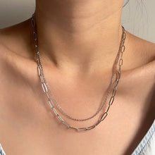 Silver Double Layer Paperclip Necklace Necklaces